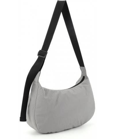 Medium Nylon Crescent Bag Crossbody Bag for Women Men Large Hobo Shoulder Bag 2-in-1 with Adjustable Strap Grey L $14.55 Hobo...