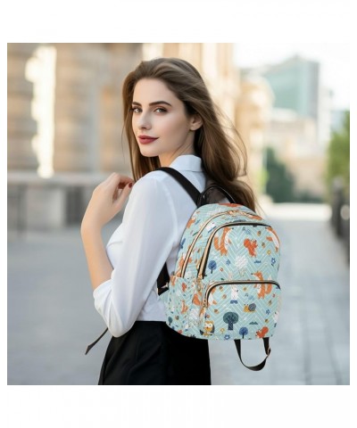 Women Backpack Purse Cartoon Fox Owl Bunny Fashion Shoulder Bags Travel Backpack Small Daypacks S Medium $10.40 Backpacks