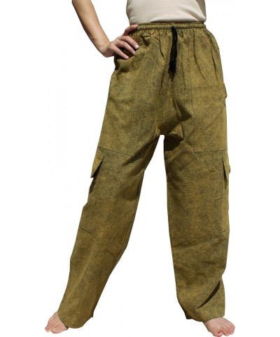 Working Cargo Pant 4 Pockets 100% Cotton Comfy Fit Side Leg Pockets Green Yellow $13.96 Hobo Bags