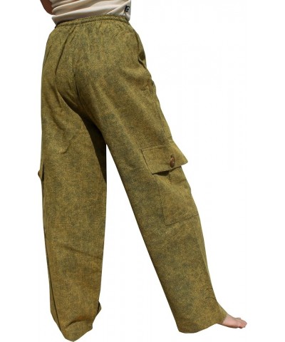 Working Cargo Pant 4 Pockets 100% Cotton Comfy Fit Side Leg Pockets Green Yellow $13.96 Hobo Bags