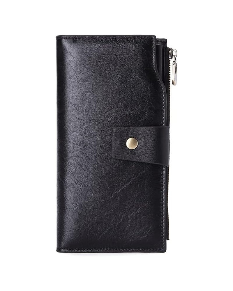 Men's Wallets Business Men Wallet Long Genuine Leather Clutch Wallet Male Quality Soft Cowhide Handmade Coin Pouch (Color : B...