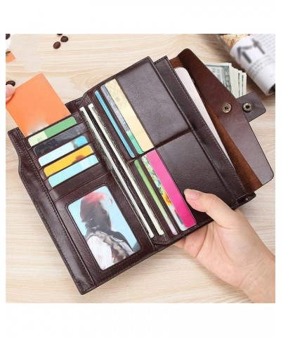 Men's Wallets Business Men Wallet Long Genuine Leather Clutch Wallet Male Quality Soft Cowhide Handmade Coin Pouch (Color : B...