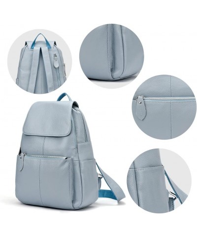 15 Colors Real Soft 100% Genuine Leather Women Backpack Fashion Ladies Travel Bag Preppy Style For Woman (Pure White) Blue Gr...