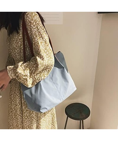 Retro Simple Solid Color Women's Shoulder Bag Large Capacity Compartment Bag (Black) Blue $17.76 Shoulder Bags