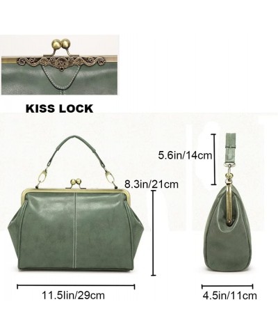 Women Handbags Frosted Leather Purse Retro Kiss Lock Satchel Handbag Hobo Bag Shoulder Bag Medium Tote Bags Wallets Gray $21....