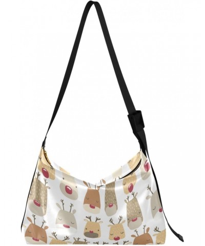 Christmas Reindeer Head Girls Sling Crossbody Bags Waterproof Womens Tote Bag Zipper Bag $19.46 Totes