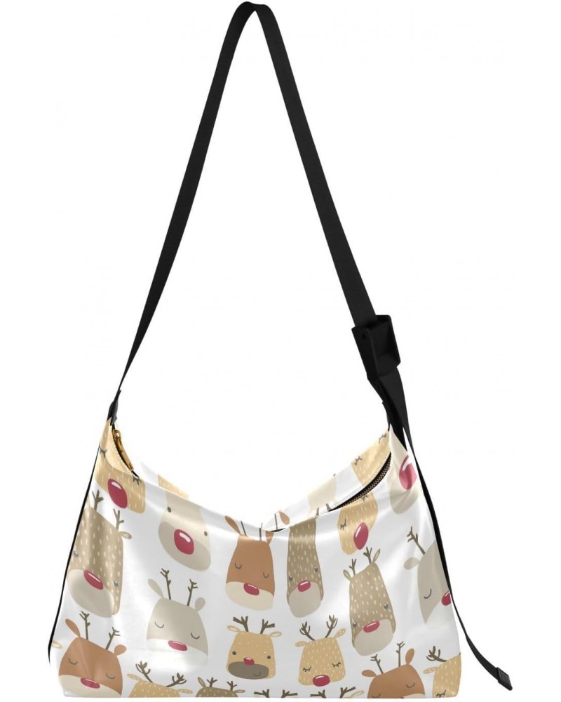 Christmas Reindeer Head Girls Sling Crossbody Bags Waterproof Womens Tote Bag Zipper Bag $19.46 Totes