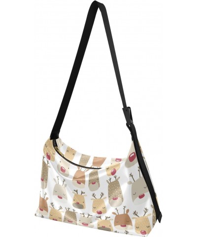 Christmas Reindeer Head Girls Sling Crossbody Bags Waterproof Womens Tote Bag Zipper Bag $19.46 Totes