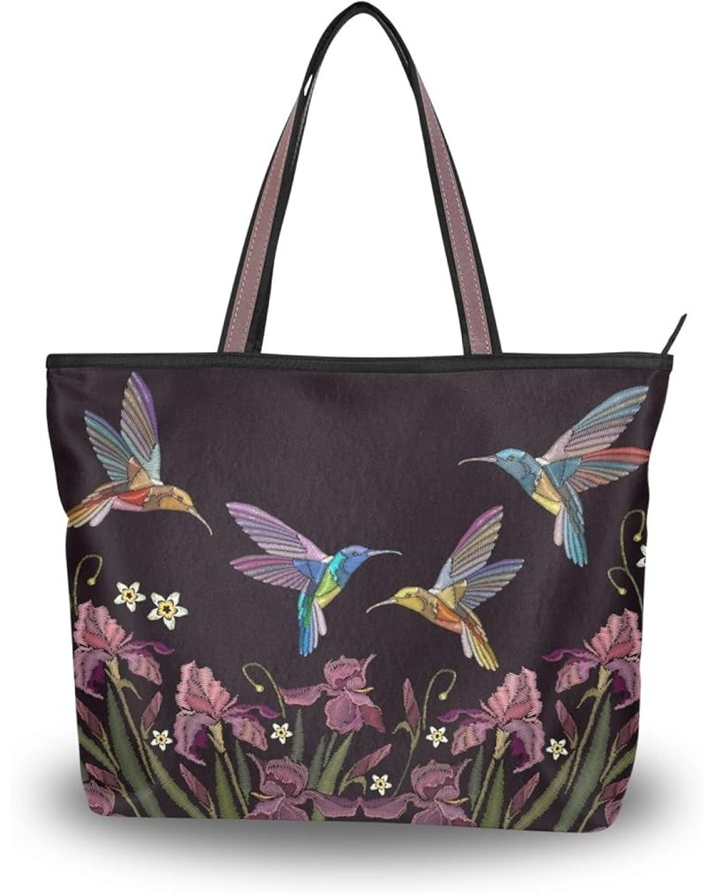 Tote Bag for Women Large Utility Shoulder Handbag Top Handle Hummingbird Flower $11.96 Totes