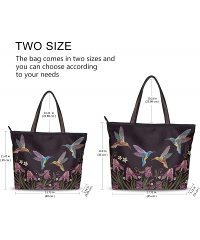 Tote Bag for Women Large Utility Shoulder Handbag Top Handle Hummingbird Flower $11.96 Totes