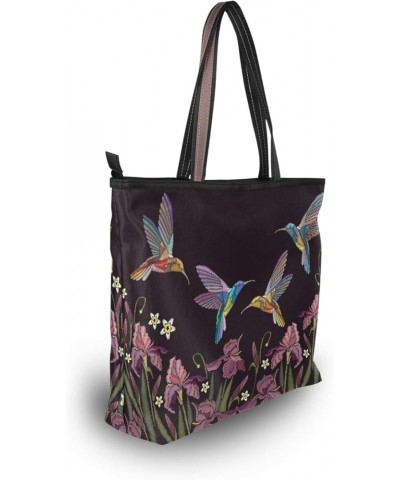 Tote Bag for Women Large Utility Shoulder Handbag Top Handle Hummingbird Flower $11.96 Totes