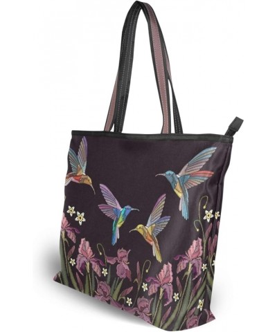 Tote Bag for Women Large Utility Shoulder Handbag Top Handle Hummingbird Flower $11.96 Totes