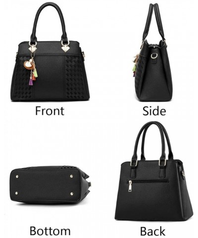 Top-Handle Handbags Purse Satchel for Women Soft PU Leather Crossbody Shoulder Bag with Tassel Pendant Black $12.21 Totes