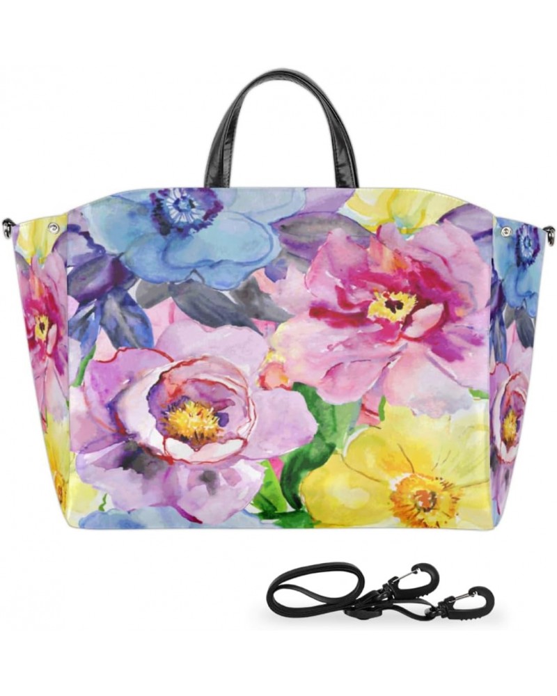 Flowers Blossom Retro Large Tote Bag for Women Travel Should Bag Big Oversized Totes Waterproof Crossbody Tote Bag with Adjus...