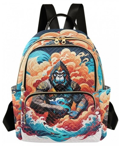 Women's Small Fashion Backpack Art Gorilla Painting Print Ladies Travel Daypack Aesthetic Shoulder Bag 10.2×5.1×12.5 IN $18.5...