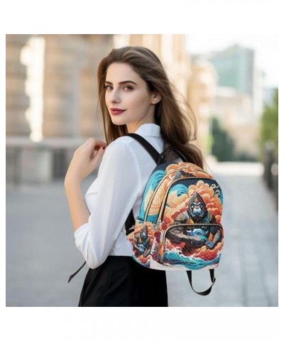 Women's Small Fashion Backpack Art Gorilla Painting Print Ladies Travel Daypack Aesthetic Shoulder Bag 10.2×5.1×12.5 IN $18.5...