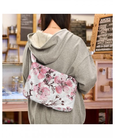 Blooming Floral Shoulder Tote Bag for Women Furry Crossbody bag Hobo Handbag Purses for Travel Work College $11.54 Totes