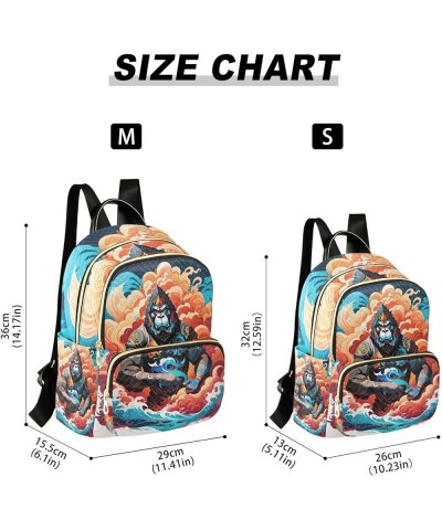 Women's Small Fashion Backpack Art Gorilla Painting Print Ladies Travel Daypack Aesthetic Shoulder Bag 10.2×5.1×12.5 IN $18.5...