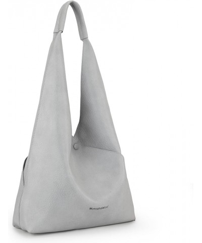 Hobo Purses for Women 2PCS Shoulder Bag Set with Comestic Bag B-grey $14.99 Totes