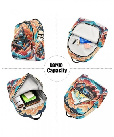 Women's Small Fashion Backpack Art Gorilla Painting Print Ladies Travel Daypack Aesthetic Shoulder Bag 10.2×5.1×12.5 IN $18.5...