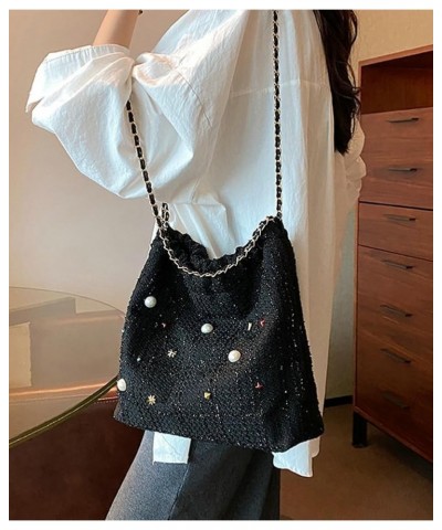 Large Shoulder Bag Hobo Bag for Women Summer Tote Bag Crossbody Bag Shiny Bucket Bag Beach Shoulder Bag Handbag for Travel Bl...