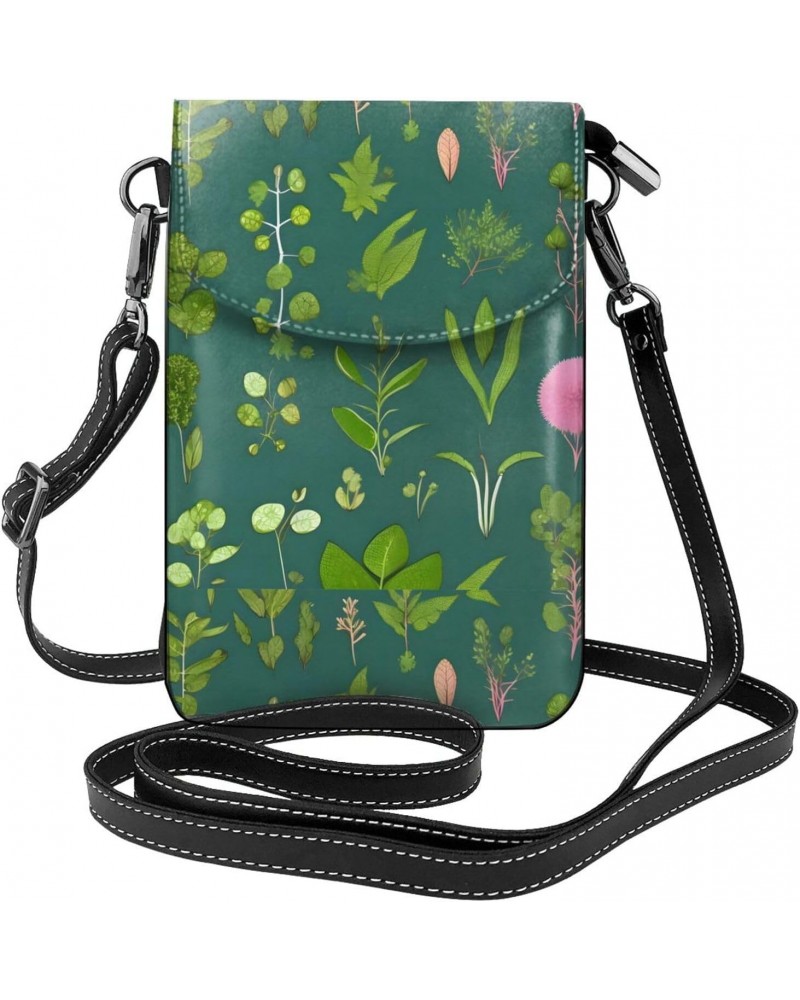 Flowers And Plants Leather Cross Body Flip Phone Bag With Detachable Shoulder Straps, Used For Travel, Dating, Holiday Gifts ...