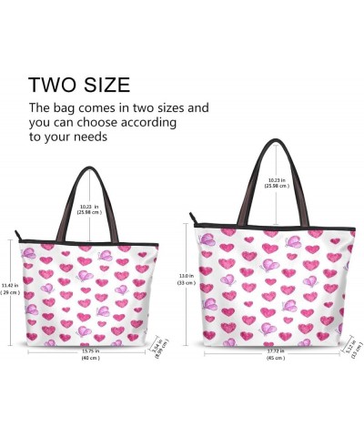 Hearts and Pink Butterflies Shoulder Bags Large Handle Ladies Handbag Multicoloured $12.96 Shoulder Bags