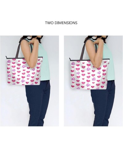 Hearts and Pink Butterflies Shoulder Bags Large Handle Ladies Handbag Multicoloured $12.96 Shoulder Bags