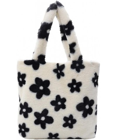 Women Fluffy Flower Pattern Plush Shoulder Bag Handbag Wallet for Autumn Winter $11.59 Totes