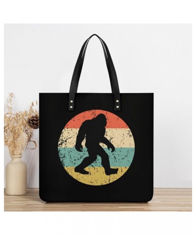 Bigfoot Retro Sasquatch Tote Bag for Women PU Leather Shoulder Bag Large Capacity Handbags for Work Shopping $17.62 Totes