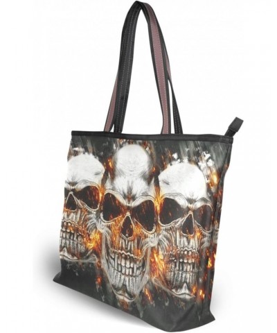 Womens Tote Bag, Skull Skeleton Fire Grunge Ladies Zip Shoulder Handbags $10.08 Shoulder Bags