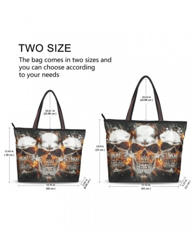 Womens Tote Bag, Skull Skeleton Fire Grunge Ladies Zip Shoulder Handbags $10.08 Shoulder Bags