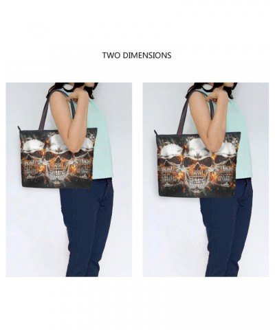 Womens Tote Bag, Skull Skeleton Fire Grunge Ladies Zip Shoulder Handbags $10.08 Shoulder Bags