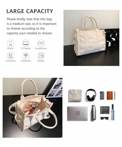 Canvas Tote Bag for Women, Tote Bag Purse with Zipper, Shoulder/Crossbody/Handbag White $14.55 Travel Gear