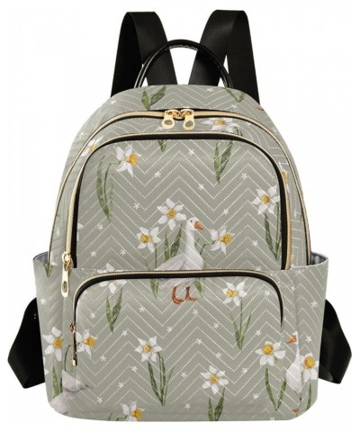 Backpack Purse for Women Spring Flowers Goose, Mini Fashion Backpack Lightweight Casual Daypack Shoulder Bag Travel Backpack,...