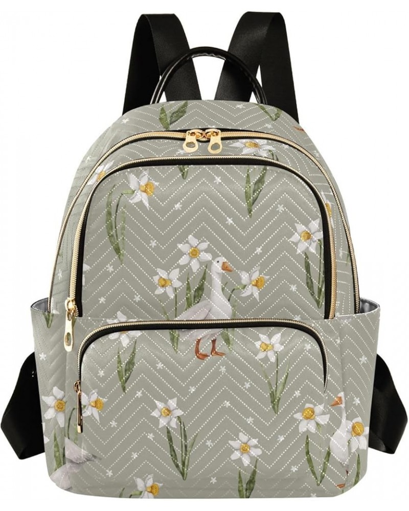 Backpack Purse for Women Spring Flowers Goose, Mini Fashion Backpack Lightweight Casual Daypack Shoulder Bag Travel Backpack,...