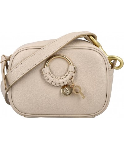 Women's Cement Beige Leather Hana Camera Handbag $168.30 Crossbody Bags