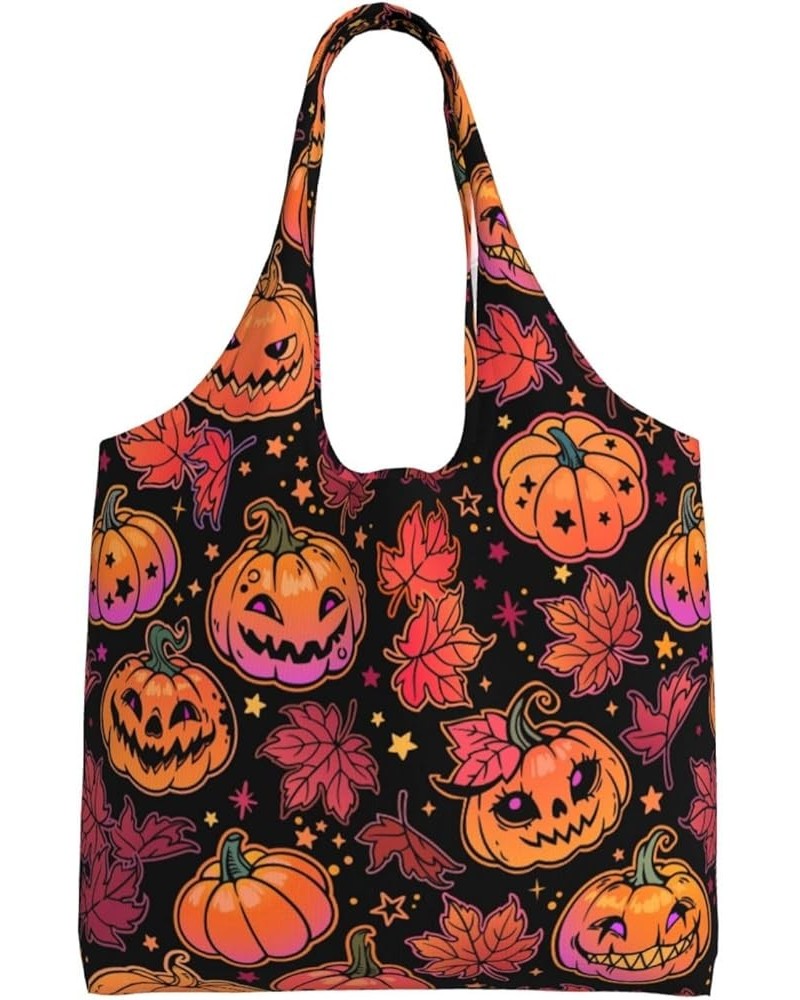 Halloween Pumpkins Single Shoulder Commuter Canvas Tote Bags For Women And Men Halloween Pumpkins10 $12.97 Totes