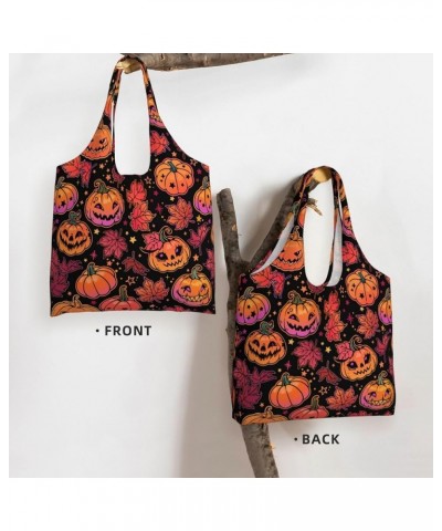 Halloween Pumpkins Single Shoulder Commuter Canvas Tote Bags For Women And Men Halloween Pumpkins10 $12.97 Totes