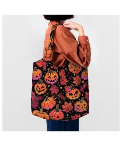 Halloween Pumpkins Single Shoulder Commuter Canvas Tote Bags For Women And Men Halloween Pumpkins10 $12.97 Totes