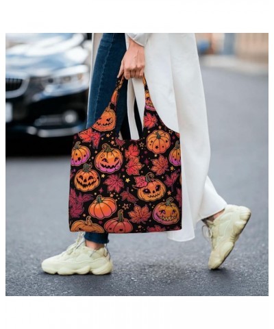 Halloween Pumpkins Single Shoulder Commuter Canvas Tote Bags For Women And Men Halloween Pumpkins10 $12.97 Totes