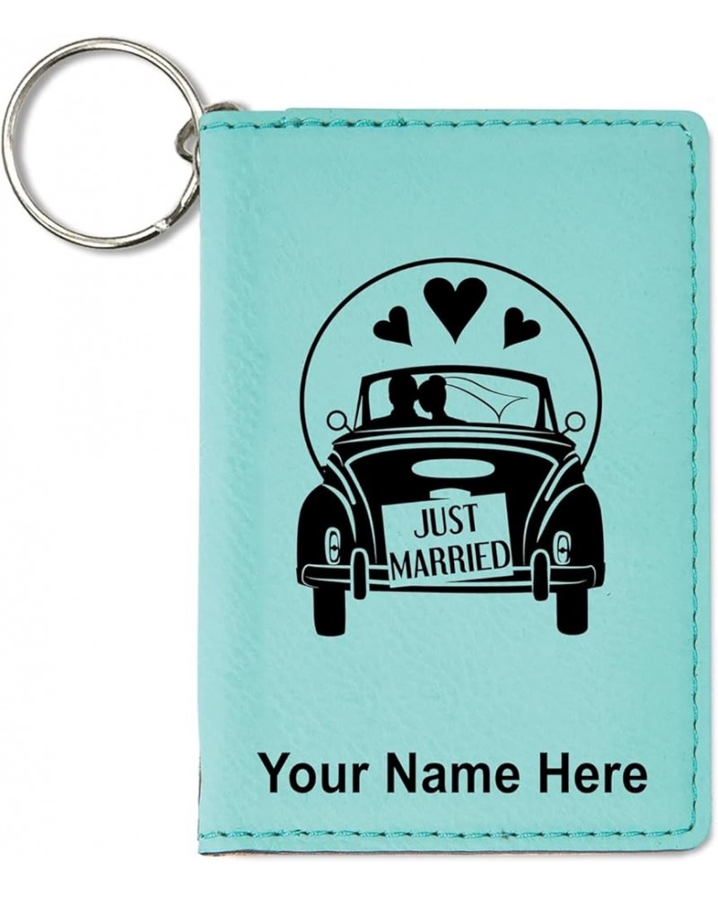 ID Holder Wallet, Just Married, Personalized Engraving Included (Black with Silver) Teal $12.32 Wallets