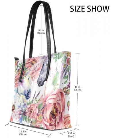 Handbags for Women Tote Bags with 11.08"(L) x 3.54"(W) x 11.02"(W) - Blue Purple Unicorn Unicorn Rose $18.05 Totes