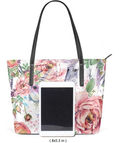 Handbags for Women Tote Bags with 11.08"(L) x 3.54"(W) x 11.02"(W) - Blue Purple Unicorn Unicorn Rose $18.05 Totes