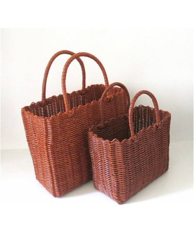 Woven Handheld Vegetable Basket Bag Woven Bag Handbag Photography Handbag Women's Bag Beach Bag Flower Basket Bag (Size : Sma...