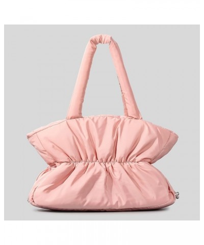 Large Capacity Puffer Tote Bag Lightweight Pleatd Armpit Bag Top Handle Bag Casual Commuting Bag Women Padded Shoulder Pink $...