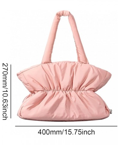 Large Capacity Puffer Tote Bag Lightweight Pleatd Armpit Bag Top Handle Bag Casual Commuting Bag Women Padded Shoulder Pink $...