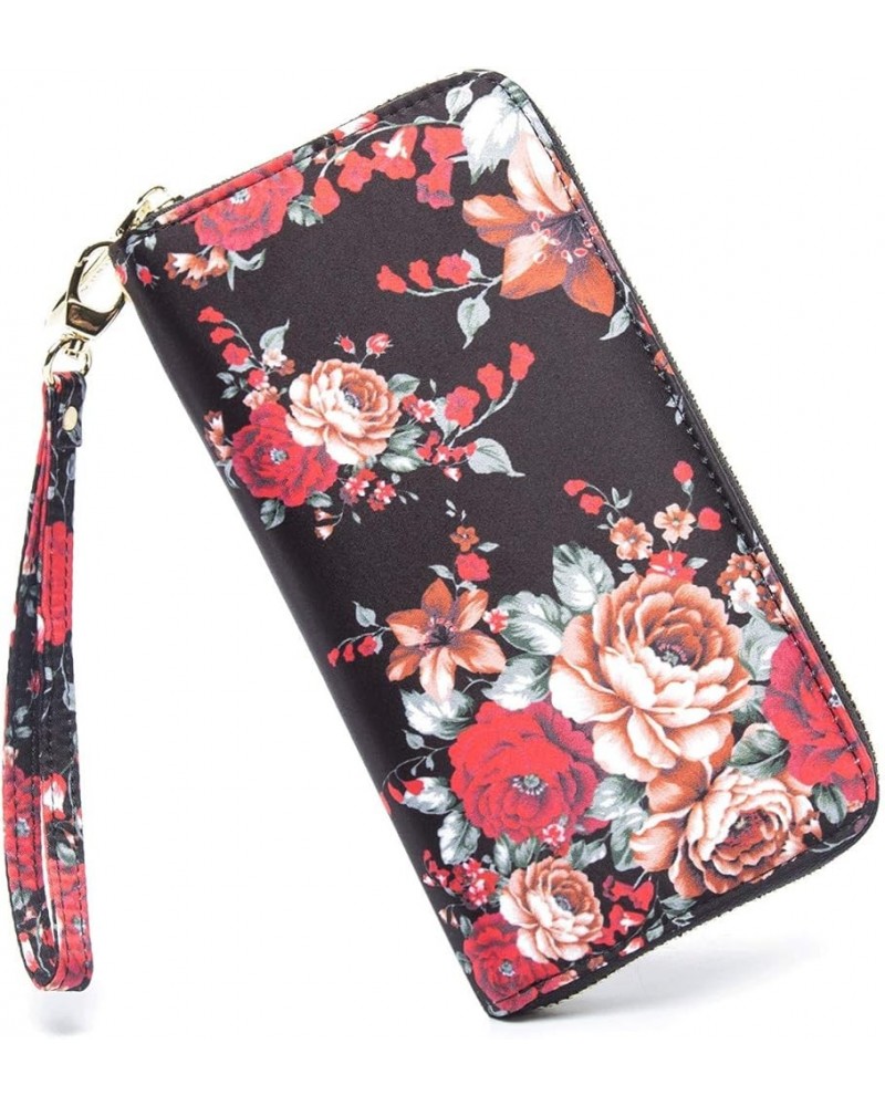 Women's Boho RFID Wallet Clutch - Stylish, Spacious w/Wristlet for Travel, Holds Cards, Phone, Cash BigFlower $11.00 Wallets