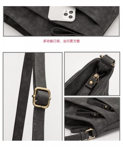 Large Capacity Crossbody Bag for Women Retro Leather Handbag Shoulder Handbag Sling Pack Grey $21.58 Shoulder Bags