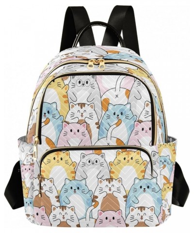 Women Backpack Purse Cute Colorful Cat Cartoon Fashion Shoulder Bags Travel Backpack Small Daypacks M Medium $11.70 Backpacks